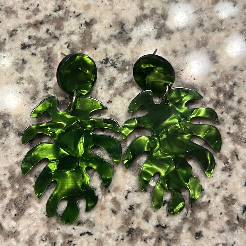 Green Acrylic Earrings